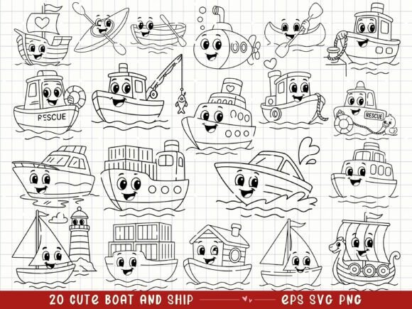 Download Cute Boat and Ship Kids Transportation - Cute Collection