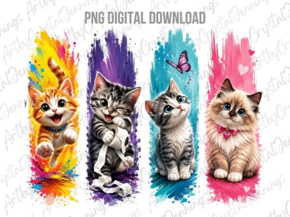 Download Cute Kitten Paint Brushstroke PNG - Cute Collection