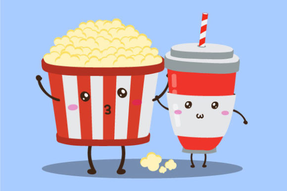 Download Cute Popcorn and Soda Illustration - Cute Collection
